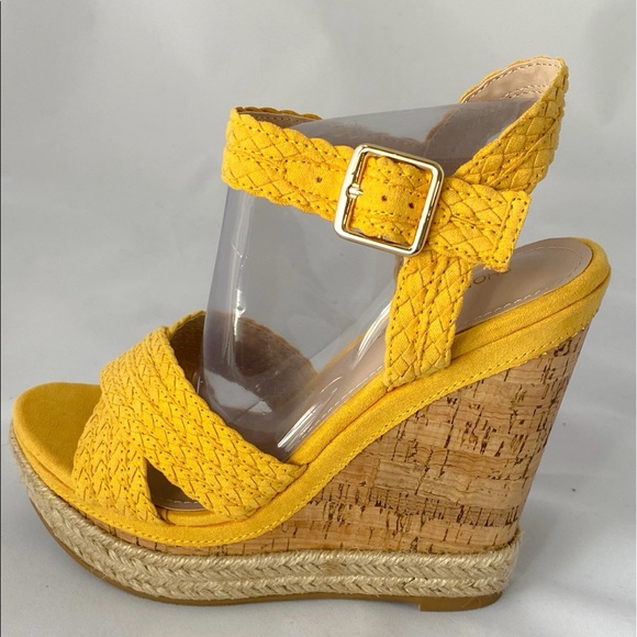 Mustard Wedge Wood Heel Sandal Shoes Rosett Mustard Wood Wedged mustard-wedge-wood-heel-sandal-shoes-rosett-mustard-wood-wedged